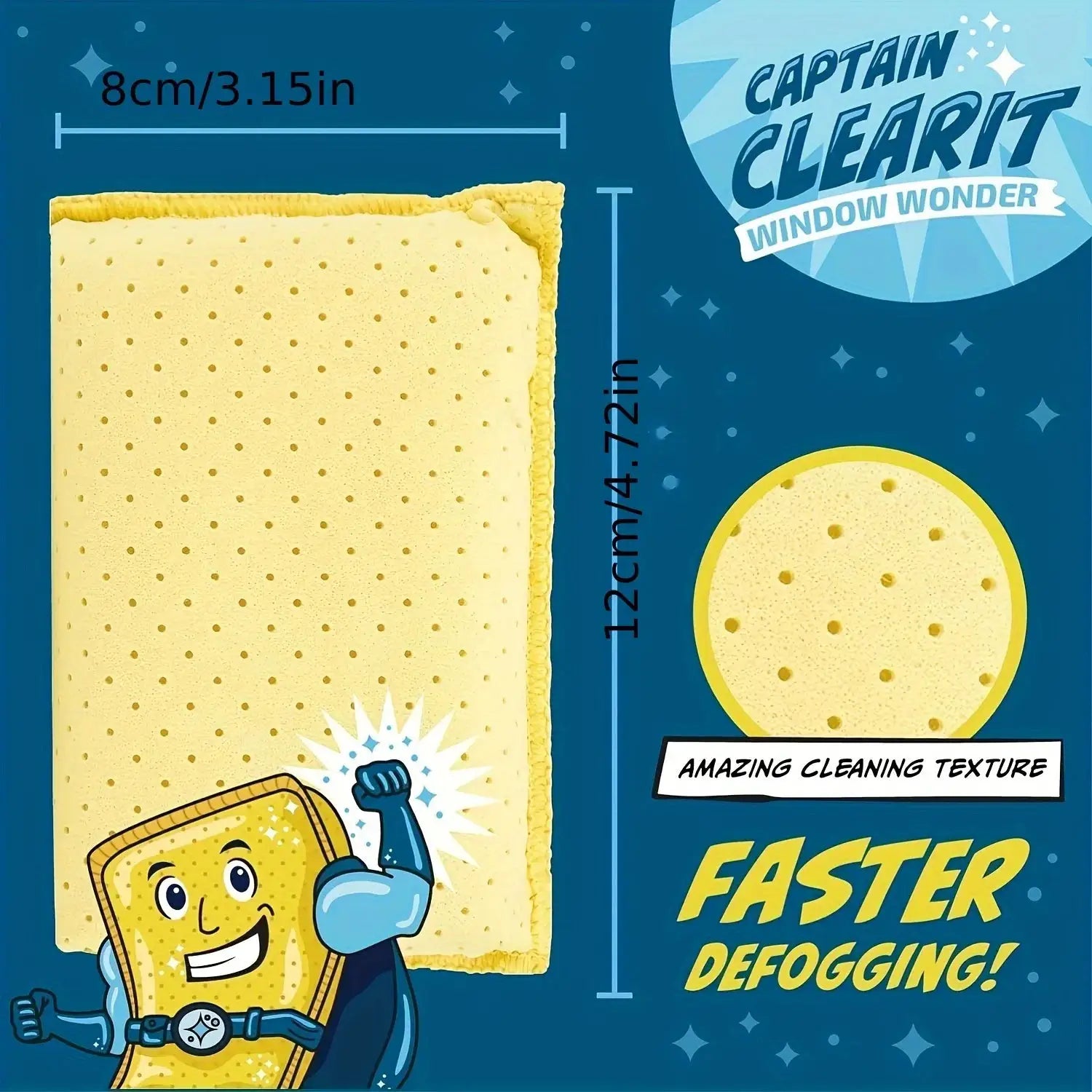 ClearView Large Anti Fog Sponge For Cars Windows And Glass Mirrors Ultra Absorbent And Easy To Clean Fog Free