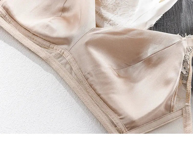 Silk bra nude beige with lace padding, Simples Market SuyaDream wire-free