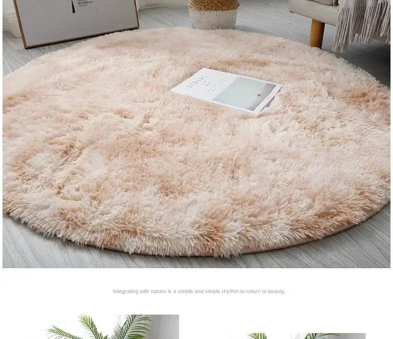 Simples Market plush round rug mat, fluffy off-white shag carpet for living room and bedroom