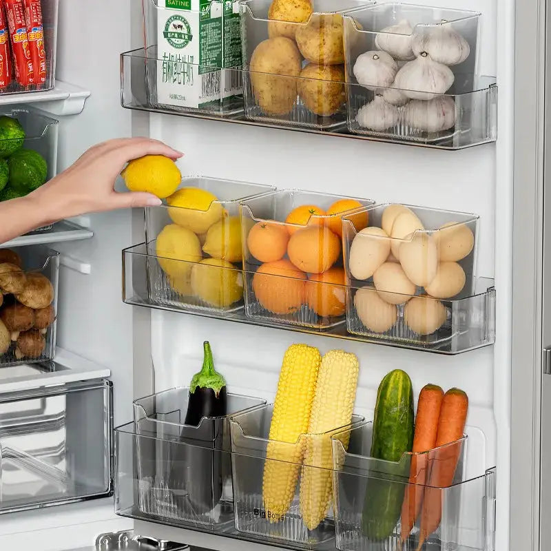 FreshKeep Refrigerator Side Door Storage Box Eco Friendly Plastic Organizer For Fruits Vegetables And Eggs