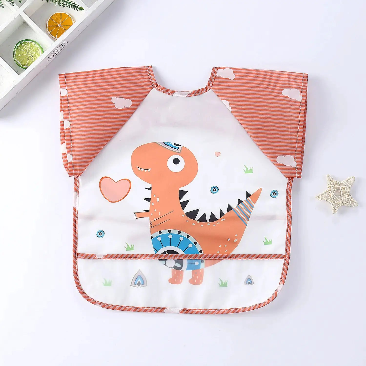 Waterproof EVA Full Sleeve Baby Bibs For Kids Long Sleeve Feeding Smock Apron Eating Breastplate Infant Clothing