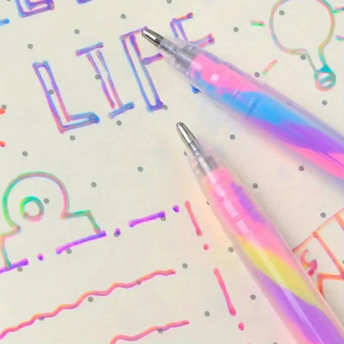 6pc Glitter Gel Highlighter Pen Set by Simples Market; pastel pink and blue gradient pens with 1.2mm tips