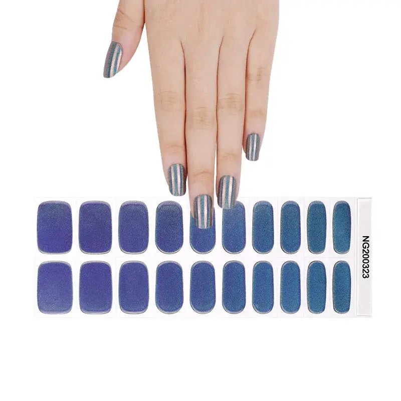 NailLux Semi Cured Nail Wraps For 16 To 20 Tips Easy Full Cover Adhesive Press On Nails Gel Finish UV LED Compatible