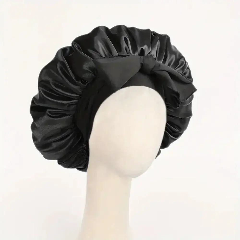 SilkNest Satin Silk Bonnet Adjustable Sleep Cap With Tie Band For Frizz Free Hair Keeps Hair Smooth Overnight