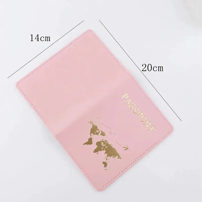 World Pattern Passport Holder PU Leather Protective Cover Travel Wallet Card Case Unisex Gift