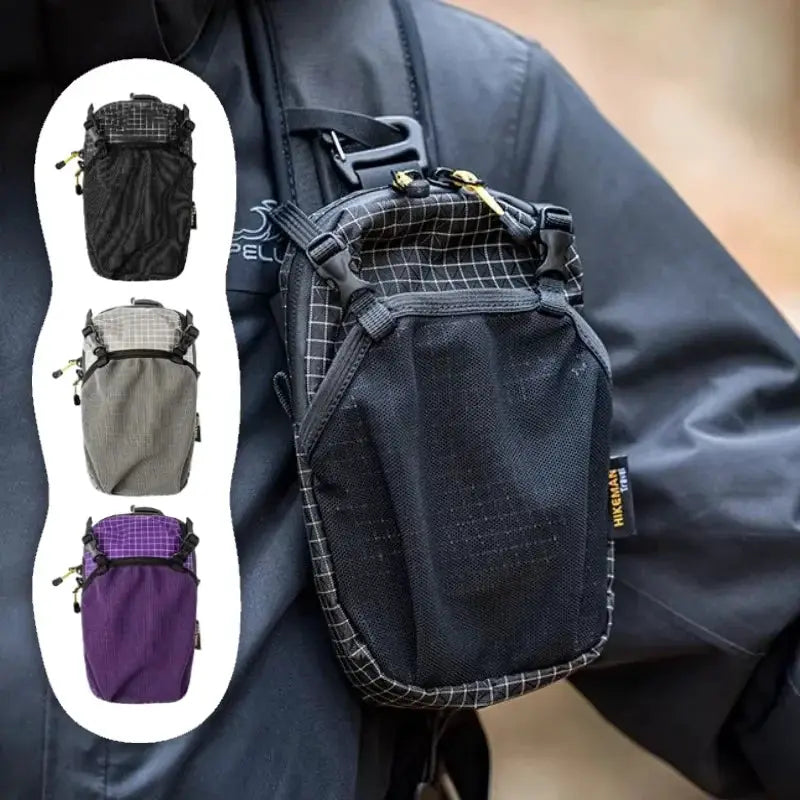 Hikeman Water Bottle Holder Bag With Phone Pocket Quick Adjust Strap Waterproof 420D Nylon For Cycling Hiking Camping