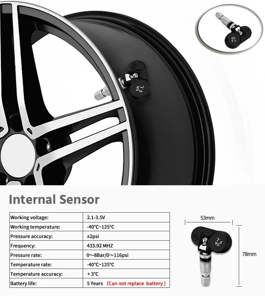 E-ACE car TPMS sensor by Simples Market; black internal wheel sensor