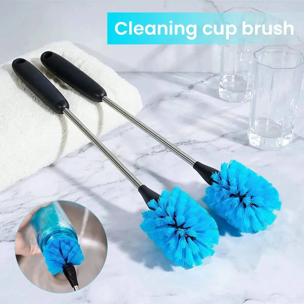 3-in-1 stainless steel water bottle brush set with long handles and blue bristle heads (2-pack)