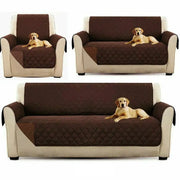 Waterproof quilted sofa cover for 1/2/3 seater in brown with diamond stitching to protect beige couch