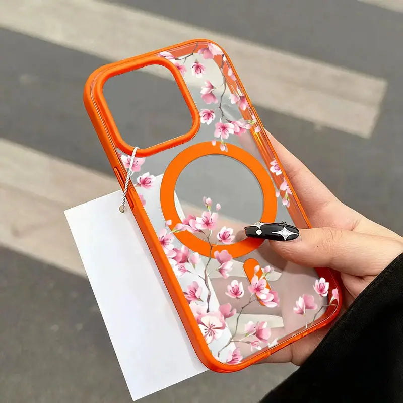 CherryGuard Pink Cherry Blossom Magnetic Phone Case For iPhone Series With Shockproof Protection