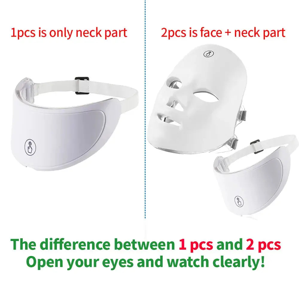 Led Facial And Neck Mask With Seven Color Light Therapy For Skin Care