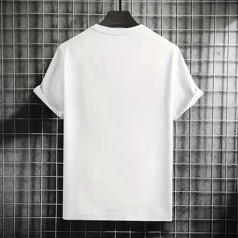 Men's T-shirt High Quality 100% Cotton Round Neck Short Sleeve Classic Black White Pure Color Tees Spring Summer Casual Cool Top
