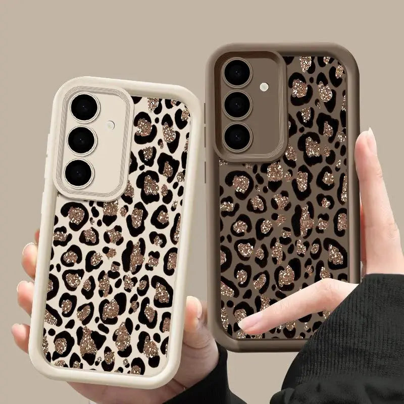 Phone case, brown leopard print, TPU, by Simples Market for Samsung Galaxy A/S 5G (2 cases shown)