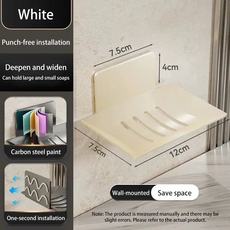 Apex Homeware Carbon Steel Soap Box Wall Mounted Non Perforated Base Rust Resistant Bathroom Soap Holder