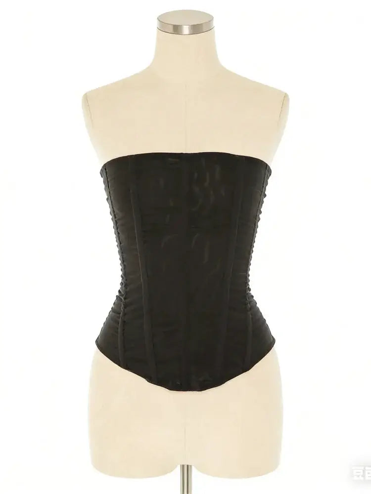 Tossy Mesh Backless Summer Vest Elegant Luxury Patchwork Strapless Slim Streetwear Y2K Tank Top