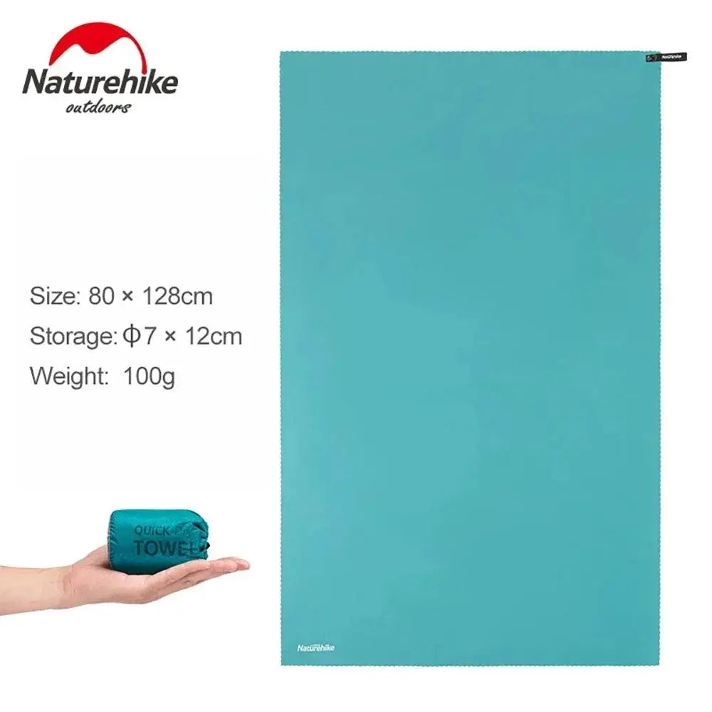 Naturehike outdoor quick-drying towel, turquoise microfiber; ultralight, stores to 7 × 12 cm