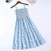 Summer Chiffon Camisole Dress For Women Elastic Waist Spaghetti Straps
