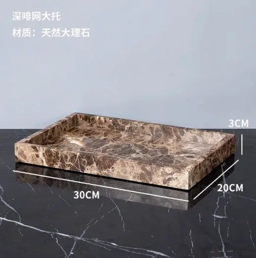 Emperador Dark natural marble bathroom tray, brown luxury accessory, 30x20x3 cm