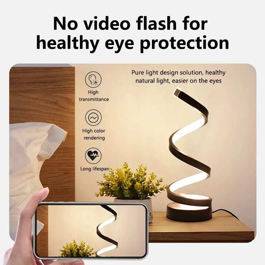 LuminaGlow Spiral LED Table Lamp Dimmable Night Light For Bedside, Office, And Living Room Decor