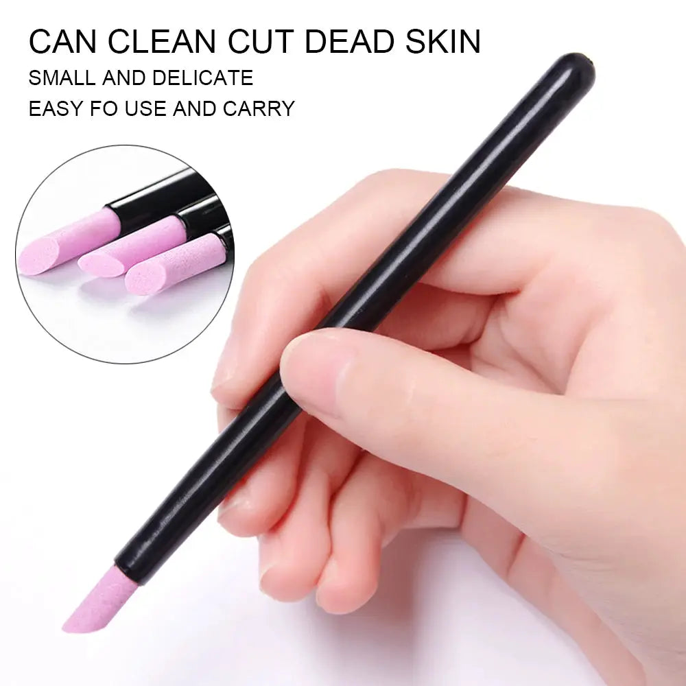 Quartz Stone Nail File Kit Scrub Rods Cuticle Remover Dead Skin Remover Portable Lightweight Handy Manicure Tools Gift