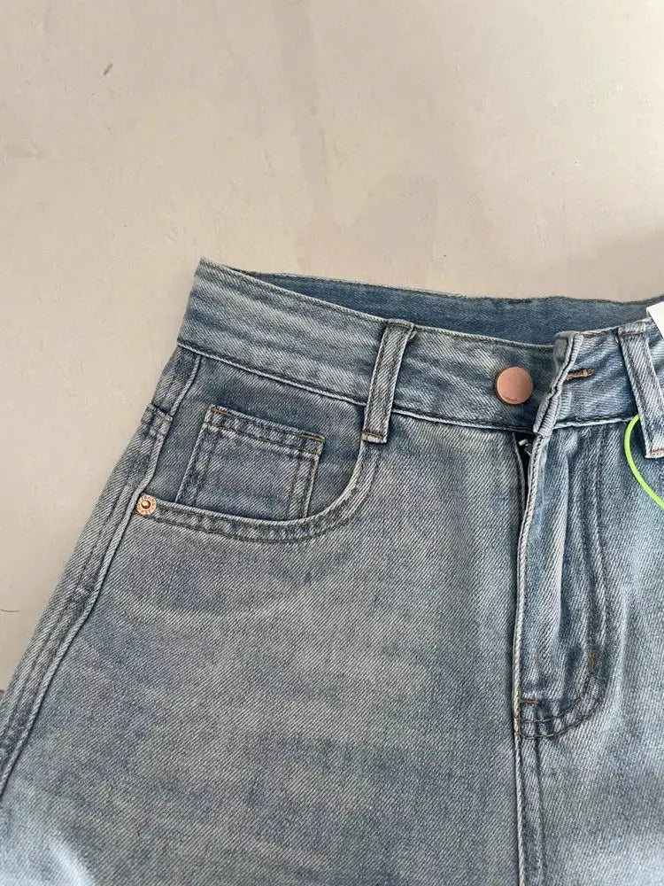 Women Wide Leg Baggy Jeans Streetwear Vintage Y2K Punk Denim Pants