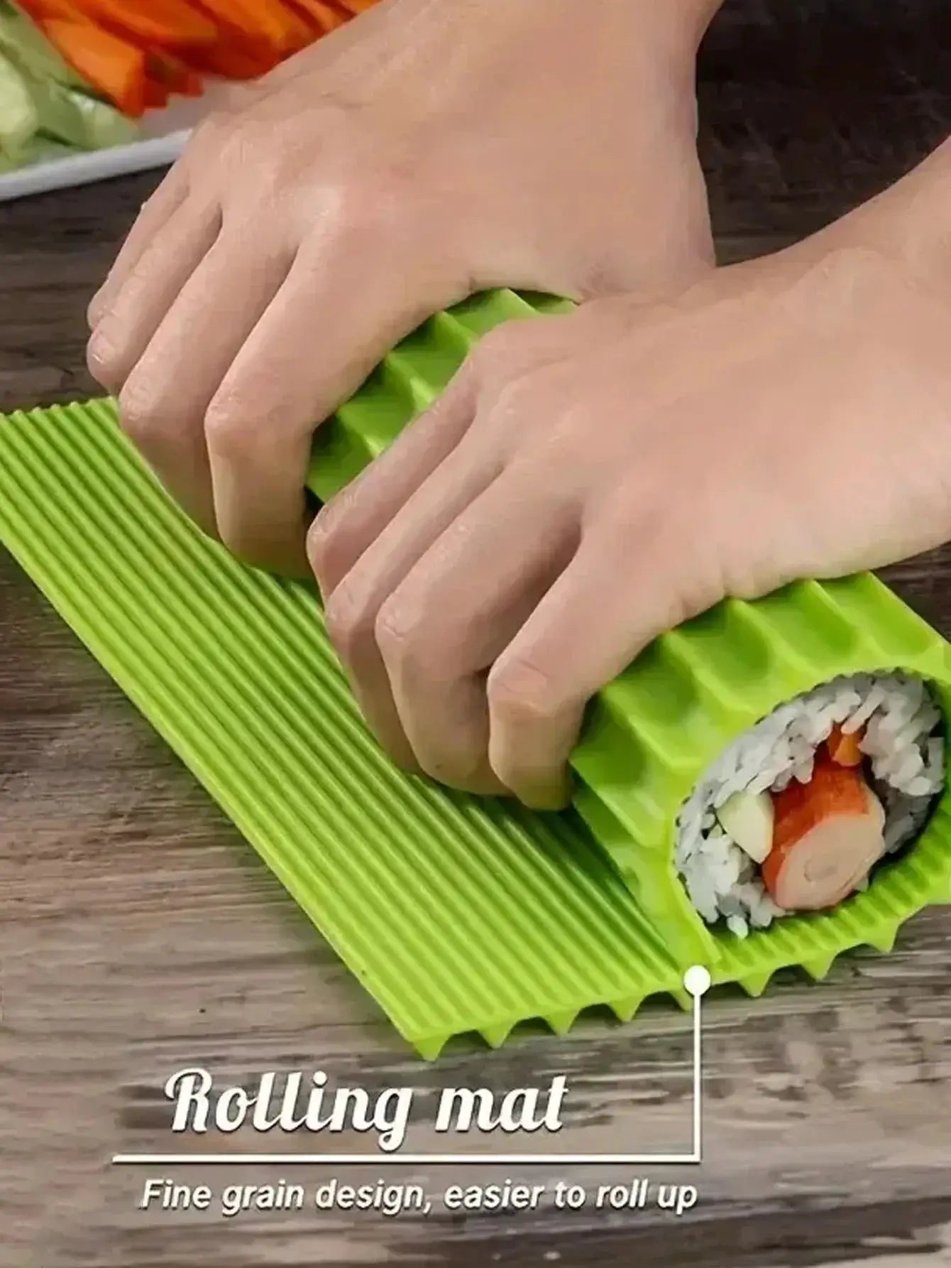 EcoChef Sushi Roll Mat Non Slip Fine Grain Silicone For Easy Consistent Home Rolls