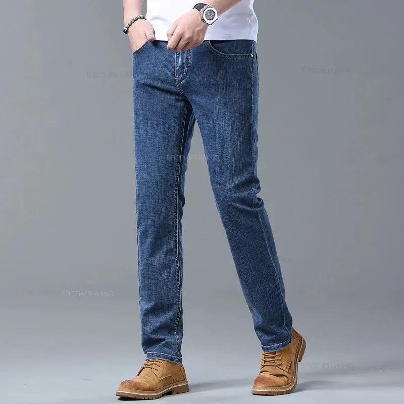 Simples Market men's light-blue slim jeans with stretch denim, casual denim pants