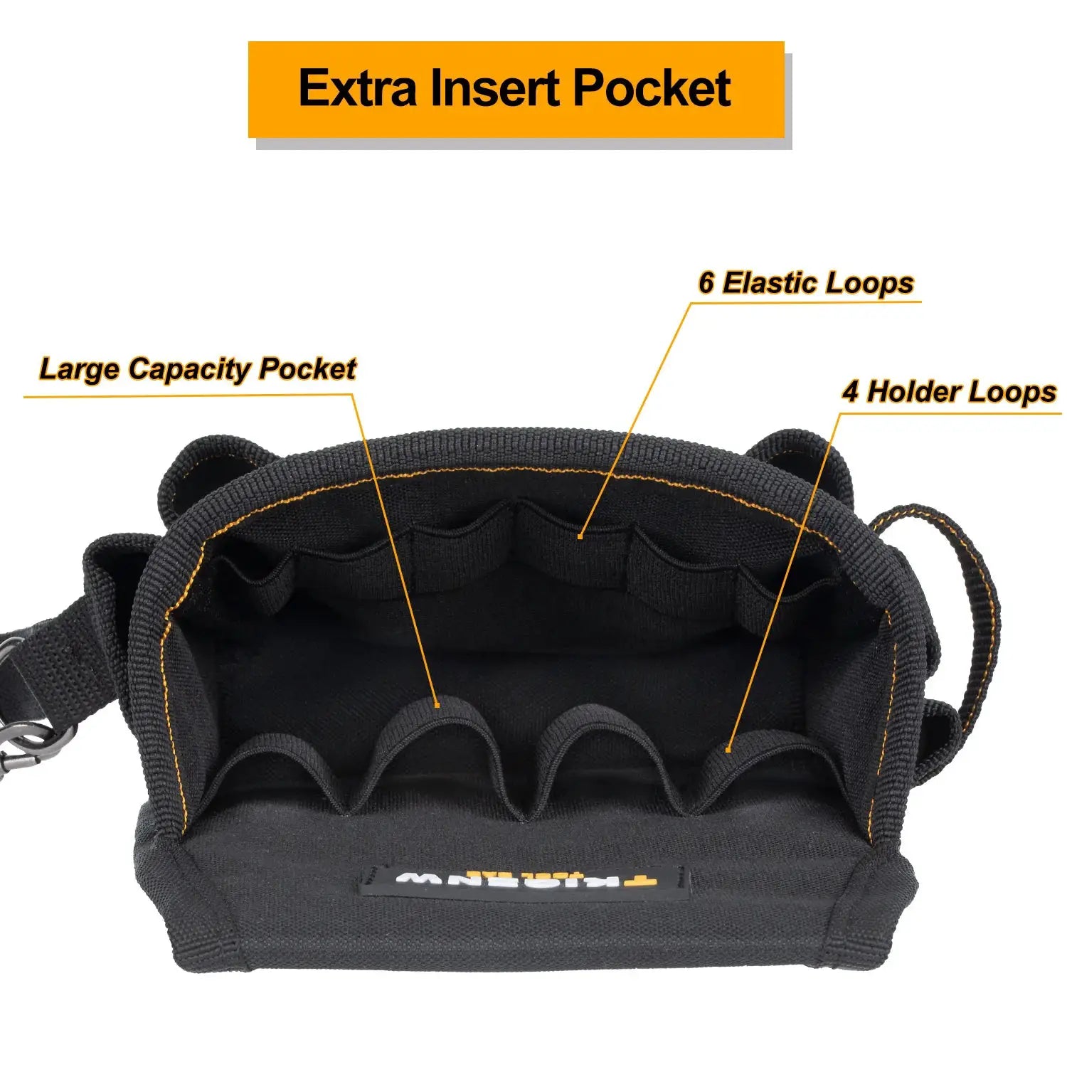 TKIGZNW black tool belt pouch by Simples Market; large capacity pocket with 6 elastic loops