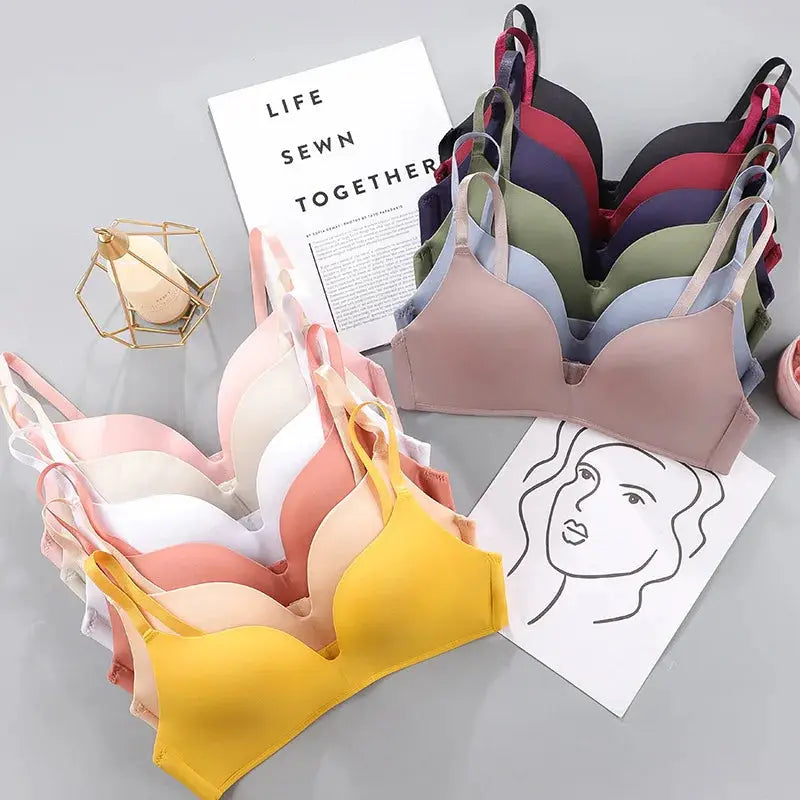Women seamless no-wire push-up bras in assorted colors (10-pack)