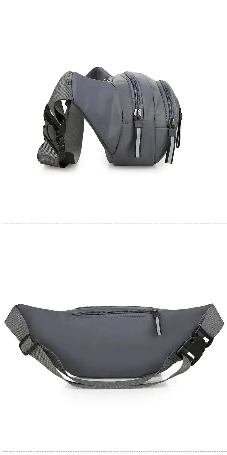 Men's canvas waist pack by Simples Market, gray ultra-thin anti-theft fanny bag with adjustable strap
