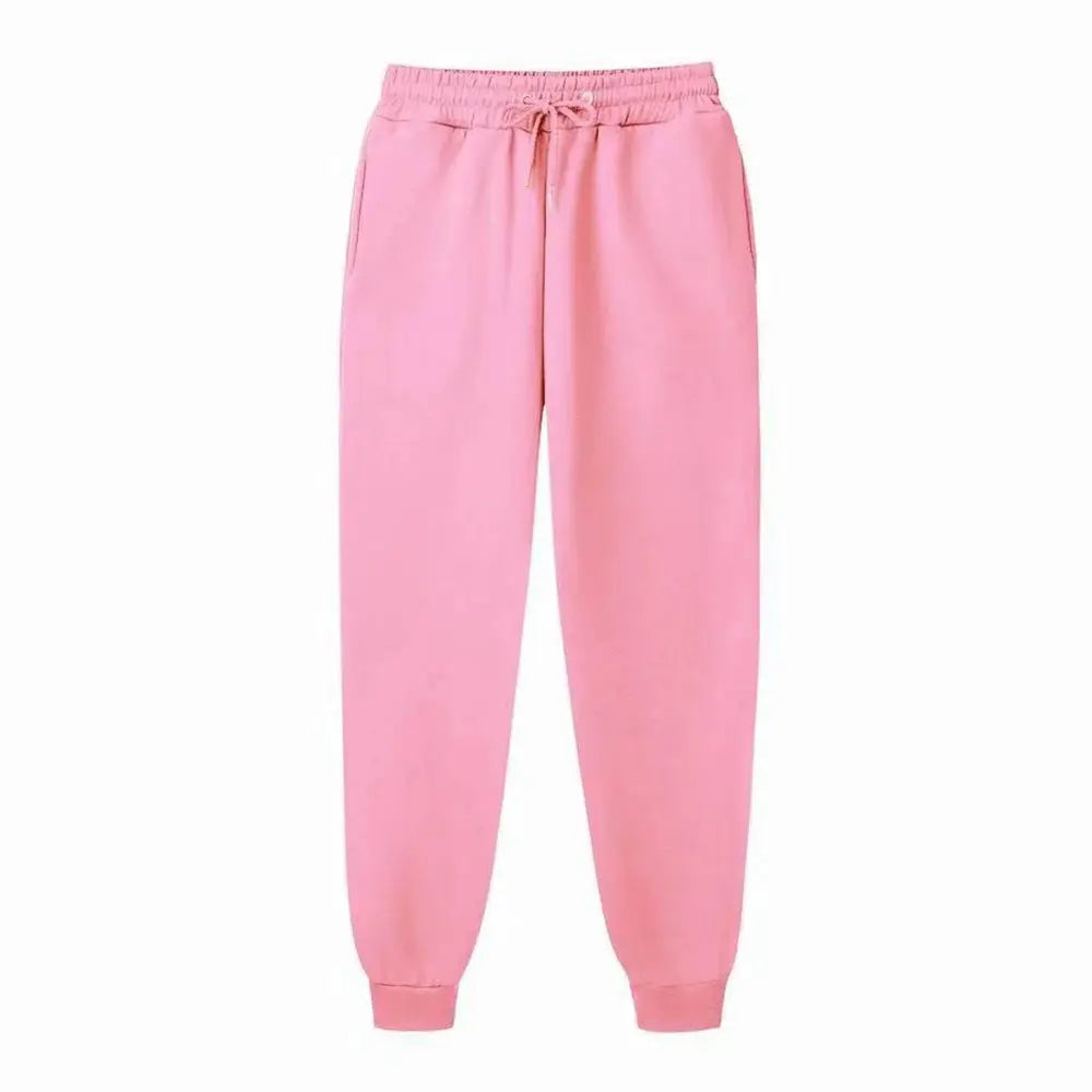Men's pink fleece sweatpants with drawstring waist and cuffed ankles; solid color jogger for gym and casual wear