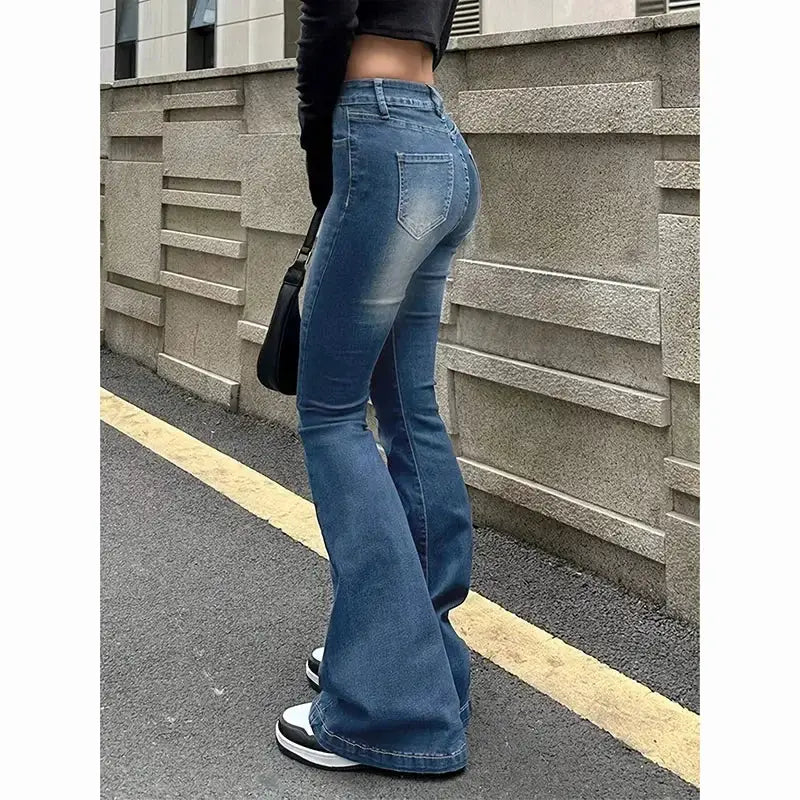 2025 High Waist Flared Bootcut Jeans Women Stretch Denim Bellbottoms