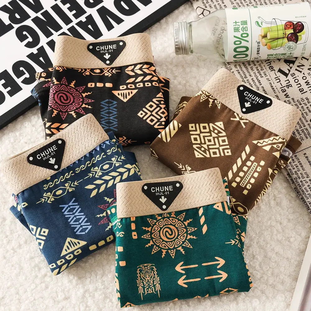 Panties: Five assorted Simples Market 100% cotton vintage-print with CHUNE beige waistband