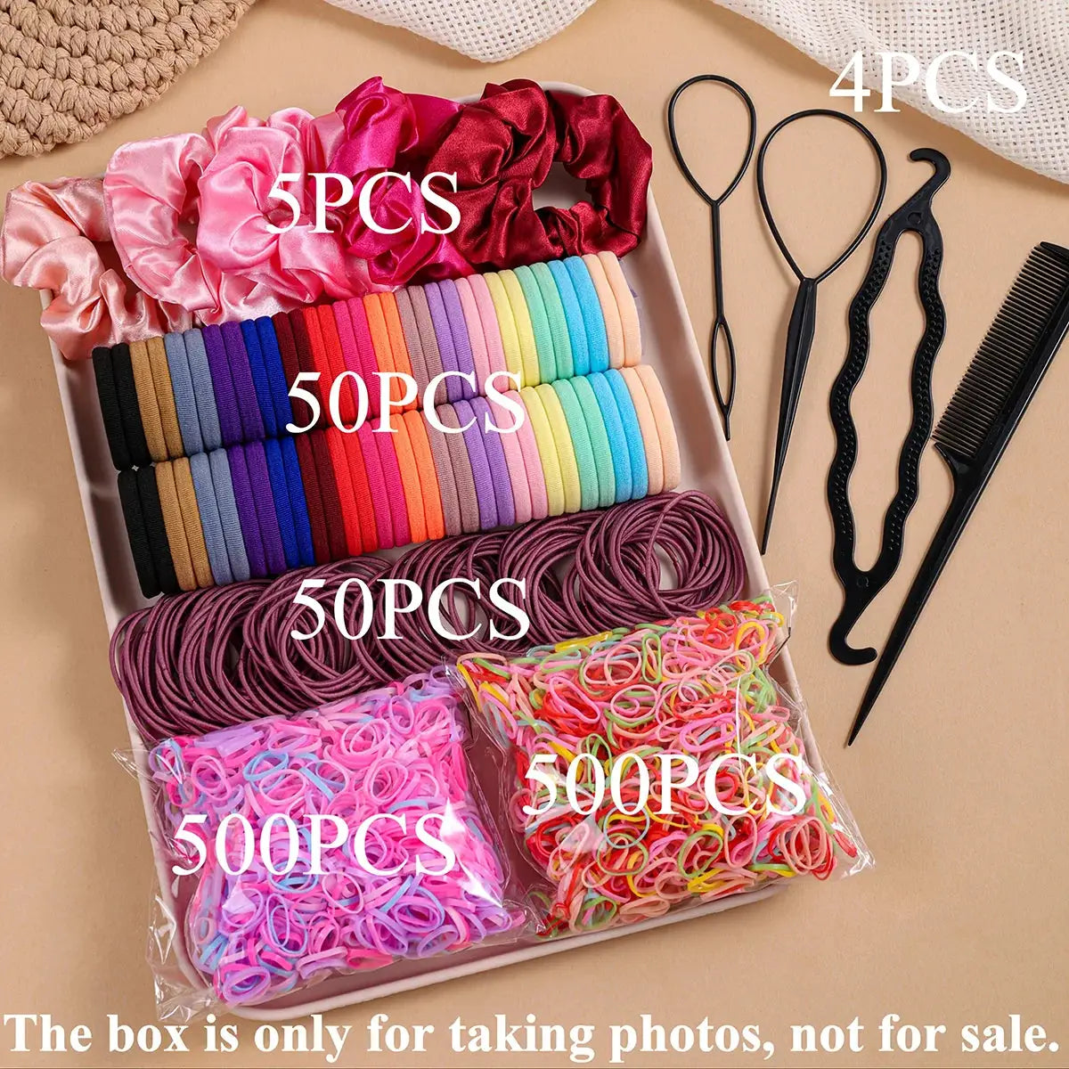1109 Piece Women Hair Accessories Set For Dark Hair Elastic Seamless Ponytail Scrunchies Small Rubber Bands Headbands