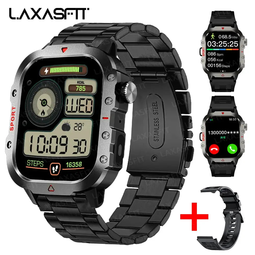 LAXASFIT Men Sports Smart Watch With 1.71 Inch HD Touch Screen Blood Oxygen Bluetooth Calling And Multi Sport Modes