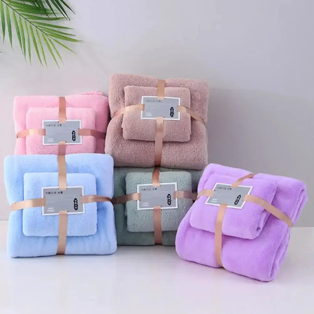 SoftWeave Luxury Bath Towel Set 2 Pack Ultra Soft Quick Dry Towels 100 Percent Polyester For Gentle Skin Everyday Use