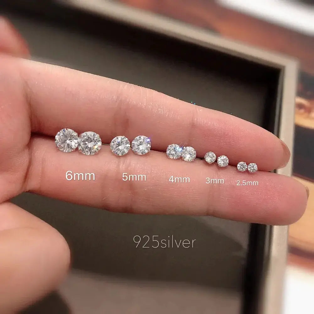 100 Percent Real 925 Sterling Silver Jewelry Women Fashion Clear CZ Stud Earrings Gift For Girls Teens