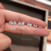 100 Percent Real 925 Sterling Silver Jewelry Women Fashion Clear CZ Stud Earrings Gift For Girls Teens