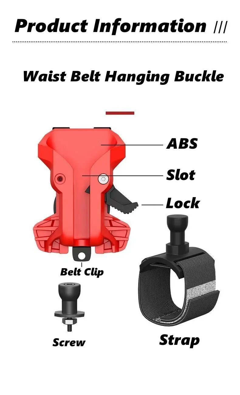Simples Market red 3-piece portable self-locking drill holder with belt clip, screw and strap