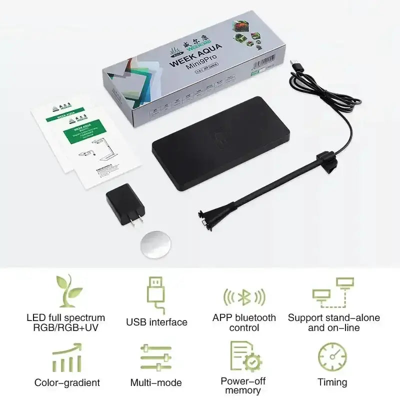 Week Aqua USB Aquarium Light Mini 9 Pro Full Spectrum LED for Plant Growth RGB UV Nano Microlandscape