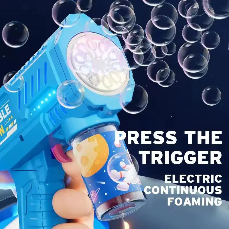 Fully Automatic Bubble Gun Rocket Blower for Kids with Bubble Liquid Endless Outdoor Bubbles Toy Gift