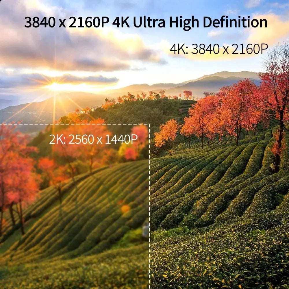 Dash cam banner by Simples Market showing 4K UHD and 2K resolution text over a sunrise landscape