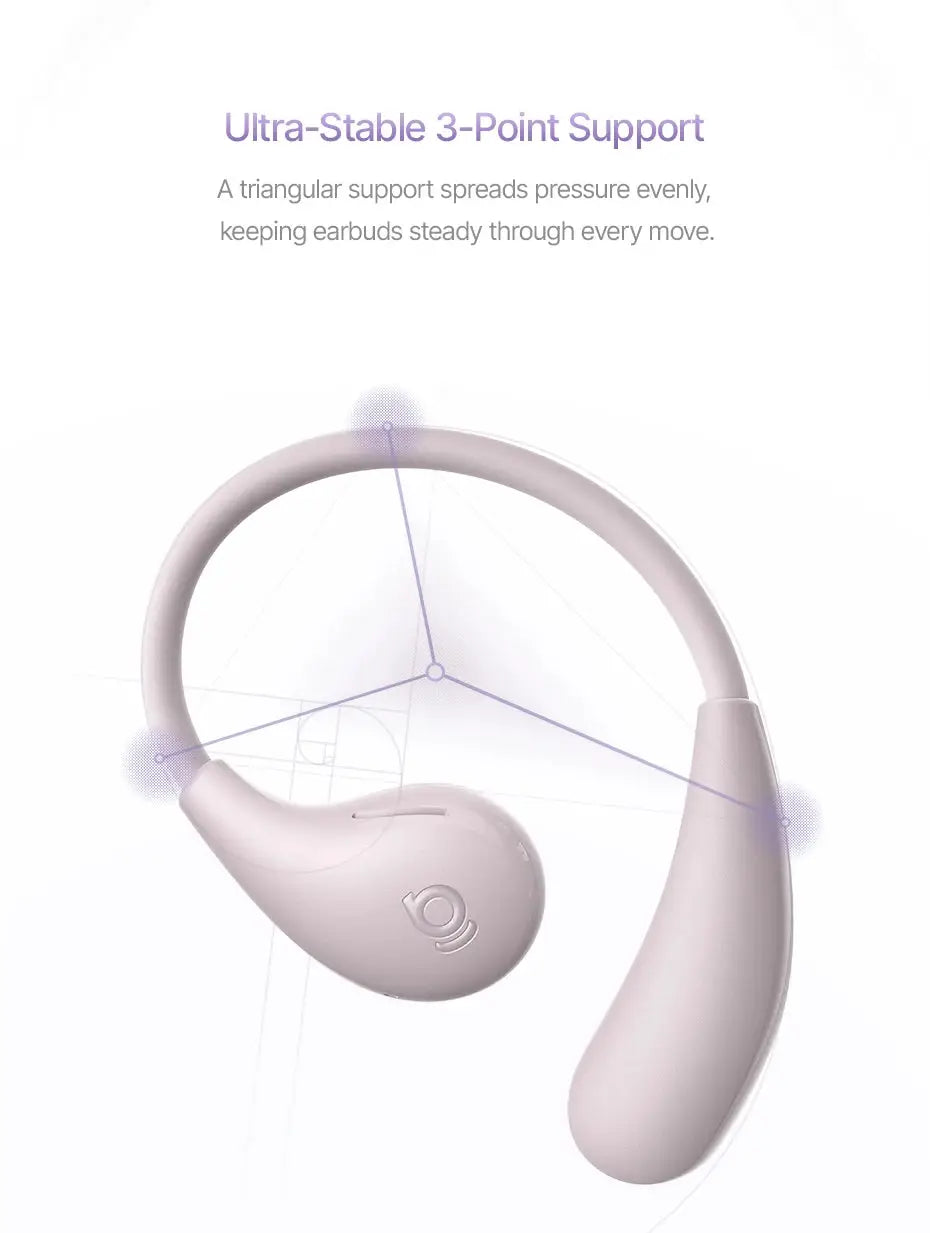 Baseus BF1 Lite open-ear sport wireless earphones, pink with earhooks