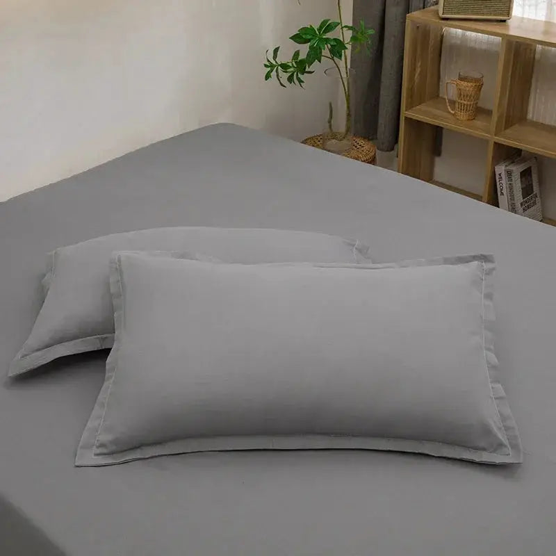 2pc gray envelope-style pillowcase set for 48x74cm body pillow