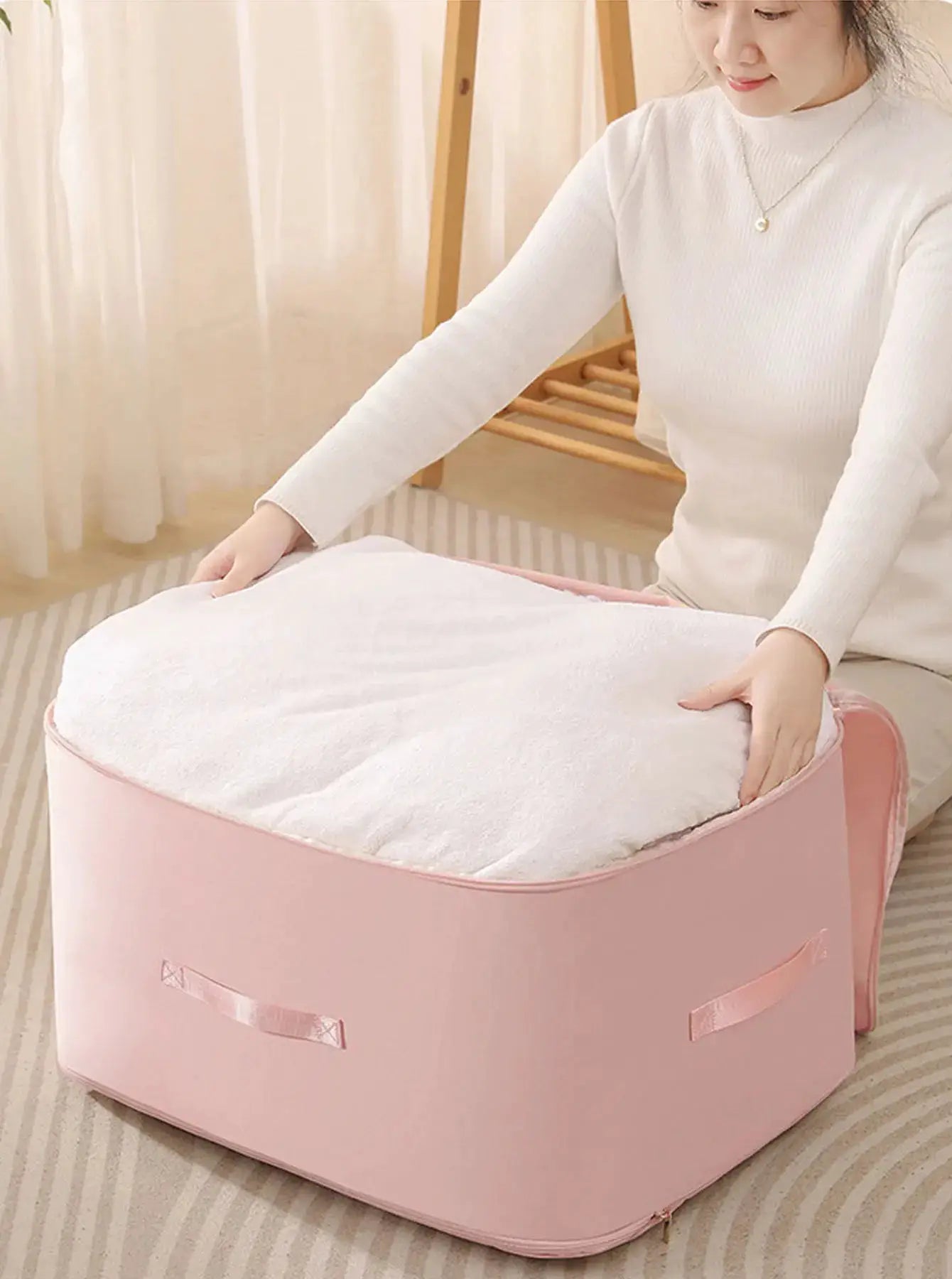 Gongsatin compression packing cube by Simples Market in pink, dustproof foldable storage bag with large capacity