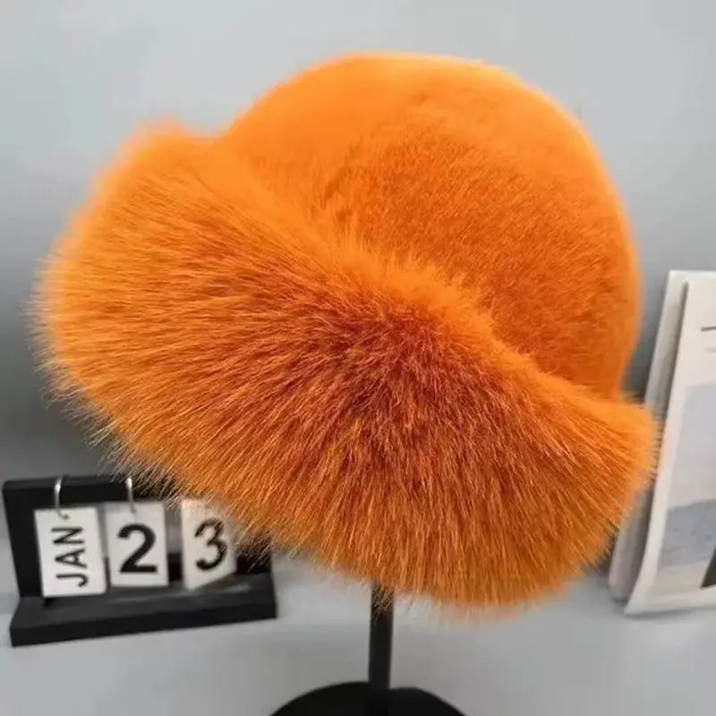 NordicPeak Womens Winter Fur Hat With Thick Plush Fur Windproof Elastic Fit For Cold Weather Outdoor Sports
