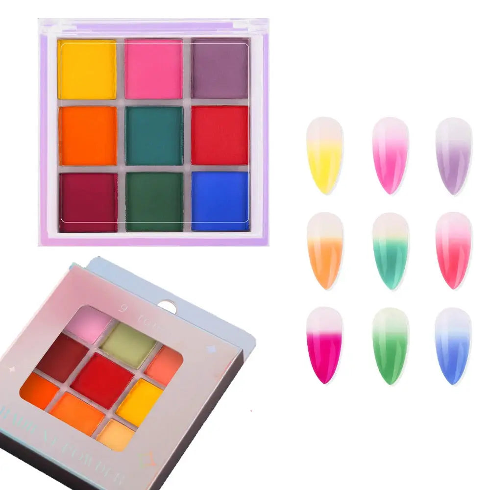 16 Grid 16 Color Solid Rubbing Powder Palette For Nail Art DIY Gradient Smudge Pat Pat Powder Seamless Finish