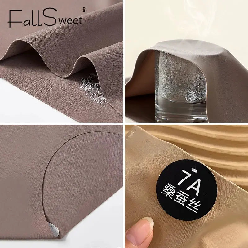 Mulberry silk seamless panties 5pc set, taupe ultra-thin high-elastic invisible briefs by FallSweet