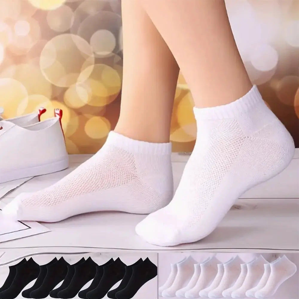 Unisex Summer Mesh Ankle Running Socks Black White Gray Breathable Thin Low Cut No Show For Women And Men