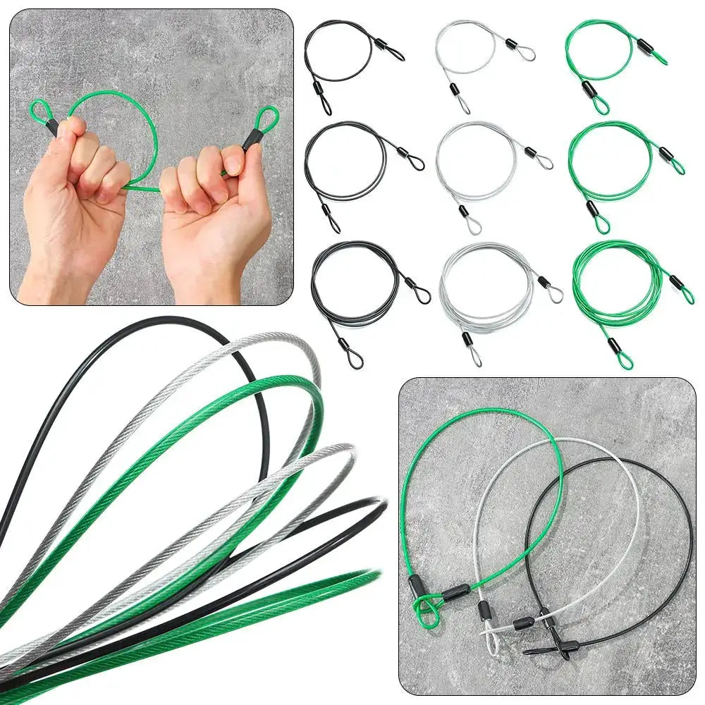Simples Market bicycle lock wire set with strong steel cable, 0.5/1/2m, loop ends, green/black/gray colors